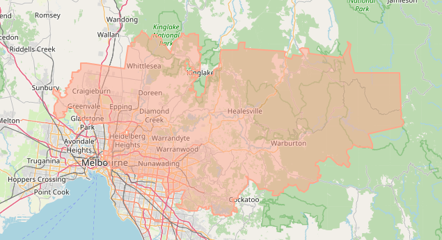 Map of north eastern Melbourne highlighting the NEPHU catchment area